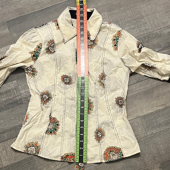 Taikonhu White Top with Navy Trim and Orange Tag Anthropologie - Picture 12 of 12